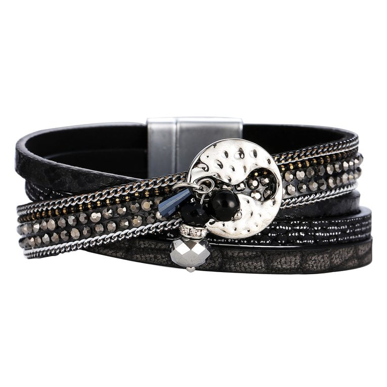 Details about   Handmade Leather Wrap Bracelet With Silver Spots 