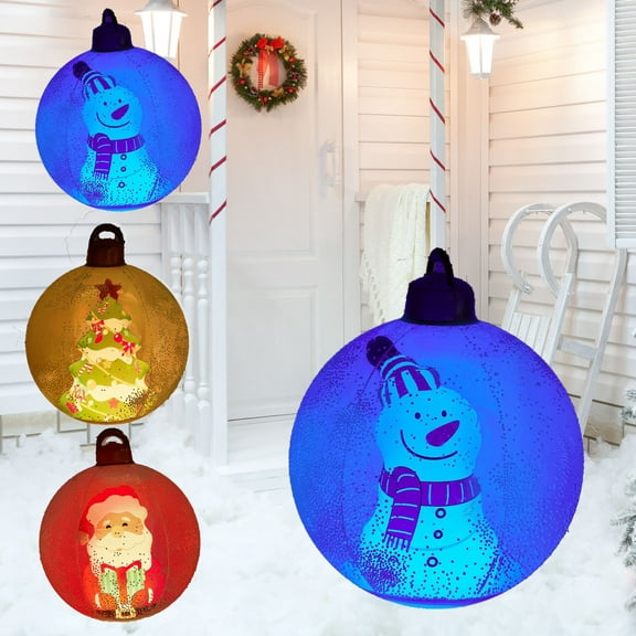 Fwttom 23.6 inch Giant Inflatable Christmas Balls with Light - Inflatable Christmas Decorations Outdoor Xmas Blow Ups Ornaments for Xmas Holiday Yard Lawn Porch Decor