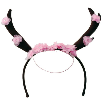 Adult Womens Floral Studded Antler Tiara Fairy Nymph Halloween Costume Accessory