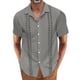 thumbnail image 1 of Camisas Para Hombre Manga Larga Regular Fit Camisa de vacaciones en la playa Cárdigan de manga corta Camisa de manga corta con solapa estampada de para hombre (Grey, S), 1 of 6