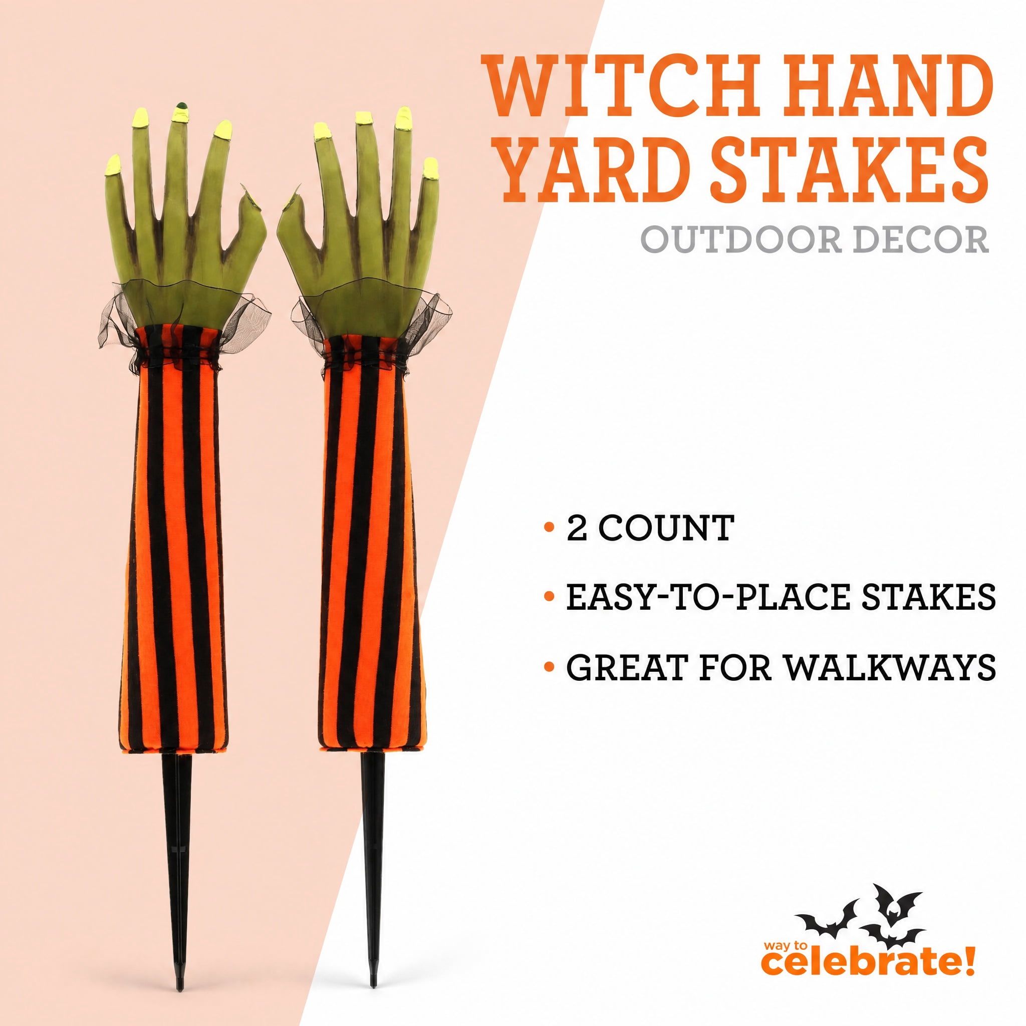 Witch Hand Yard Stakes Outdoor Decorations, Multicolor, 18.3", 2 Count, Halloween by Way To Celebrate