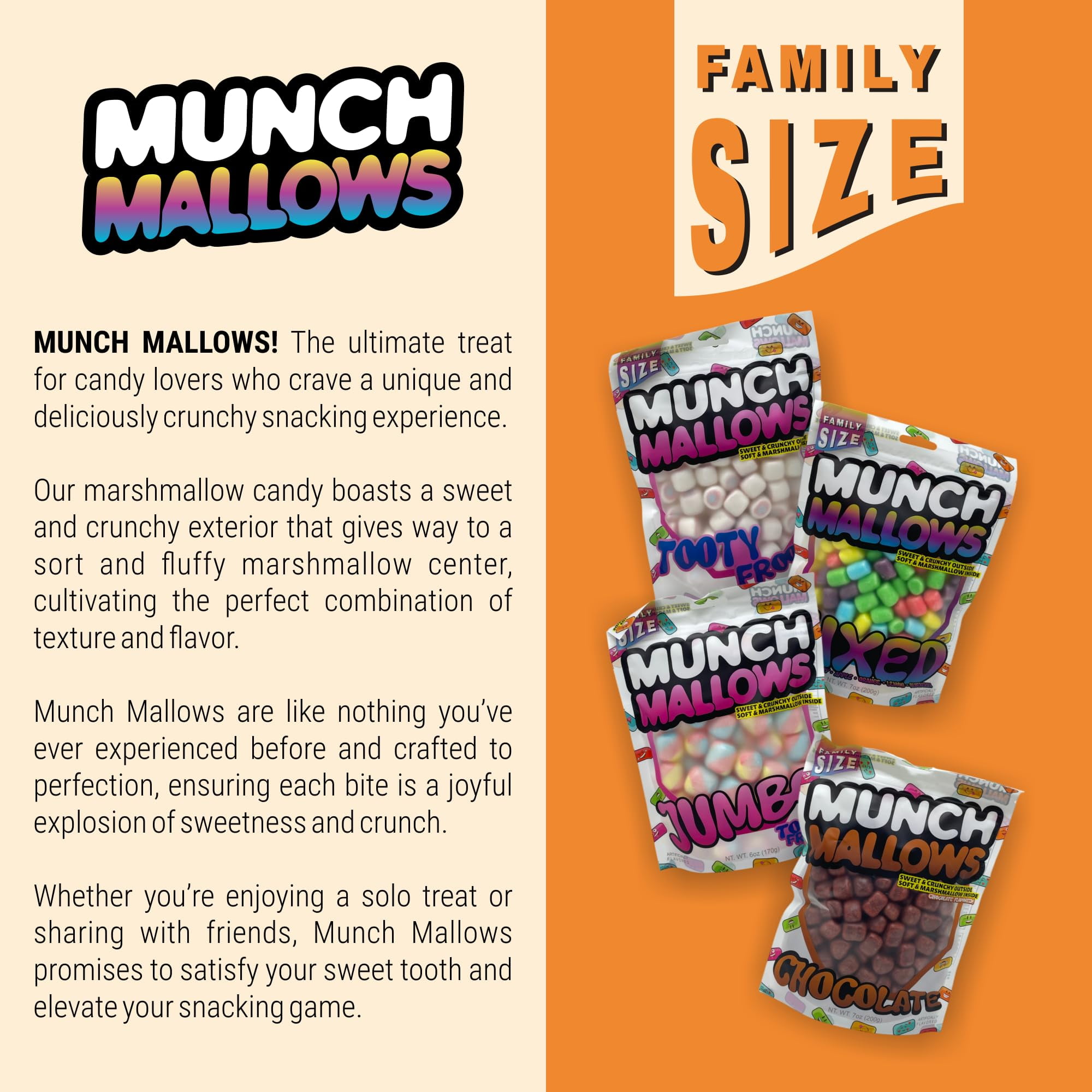 Mixed Munch Mallows Mixed Fruit Flavors Soft Marshmallow Center