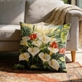 thumbnail image 1 of Funda de almohada floral Funda decorativa para cojines • Diseño floral verde • Tela suave y resistente en flocos • Sofá interior exterior Sofá cama Decoración del salón, 1 of 6