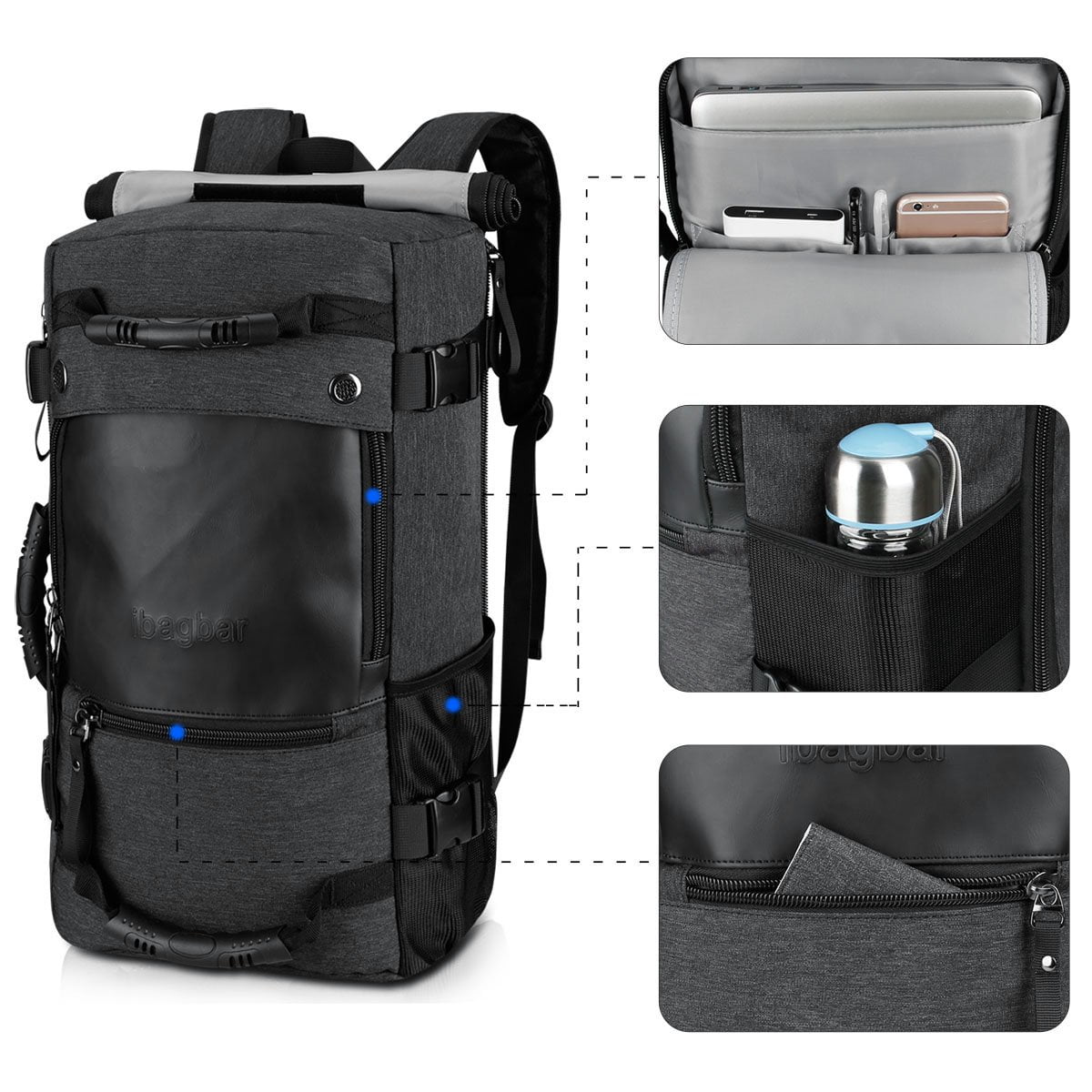 Ibagbar water resistant messenger bag top