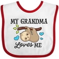 thumbnail image 3 of Inktastic My Grandma Loves Me with Sloth and Hearts Boys or Girls Baby Bib, 3 of 4