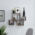 thumbnail image 6 of Danya B Decorative Wall Mount Floating Intersecting Cube Accent Wall Shelf - Weathered Oak, 6 of 6