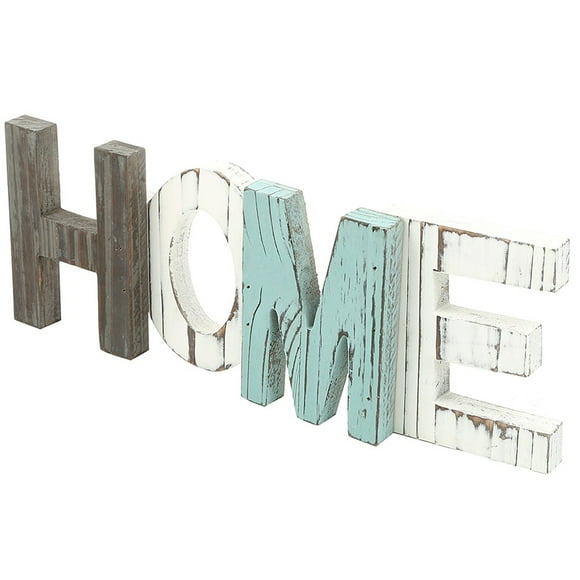 Amdohai Rustic Multi-color Wood HOME Letter Decorative Sign Standing Cutout Word