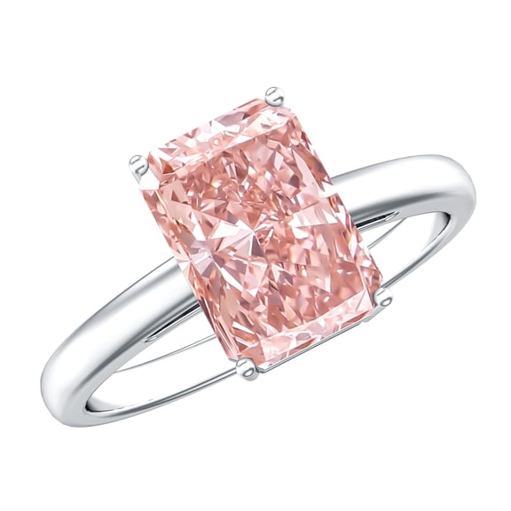 Rosec Jewels 3 Carat IGI Certified Lab Grown Pink Diamond Radiant Cut Engagement Ring (VS1 Grade), 925 Sterling Silver, US 4.00