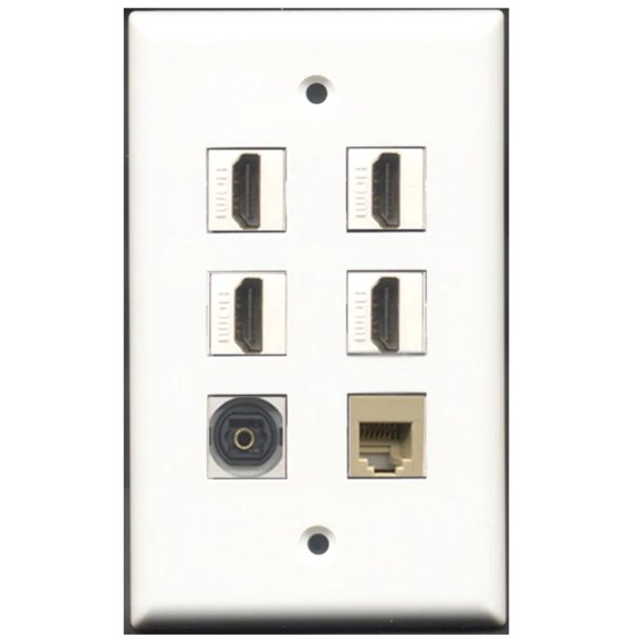 Ultra Spec Cables 4 Port HDMI 1 Phone RJ11 RJ12 Beige 1 Toslink Wall Plate