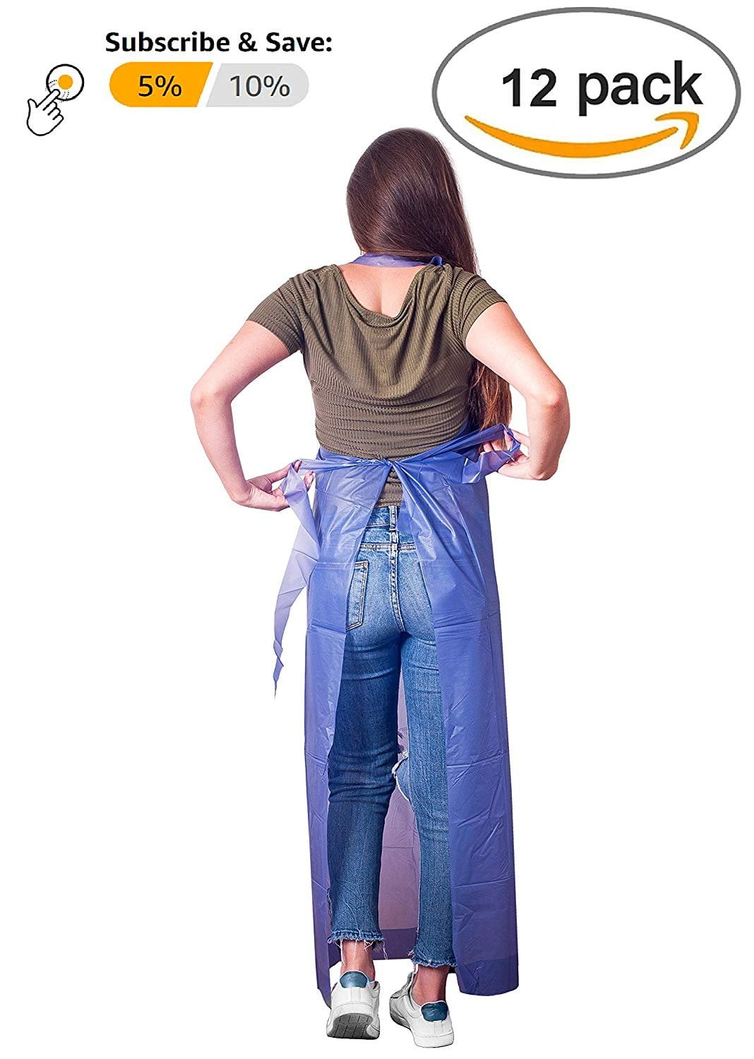 12 Pack Blue Die Cut Vinyl Aprons 35" x 45". Thickness 4 Mil Disposable