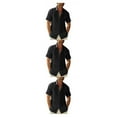 thumbnail image 2 of pitrice Men Shirt Casual Short Sleeve Breathable Replacement Button Down Solid Color Fashionable Home Dating Shirts Top Black 2XL 3Set, 2 of 6