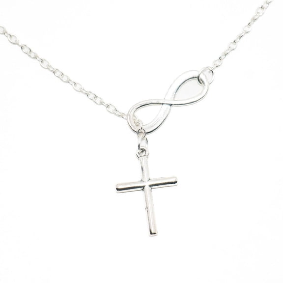 Adjustable Silver Infinity Cross Necklace by Artisan Jeweler