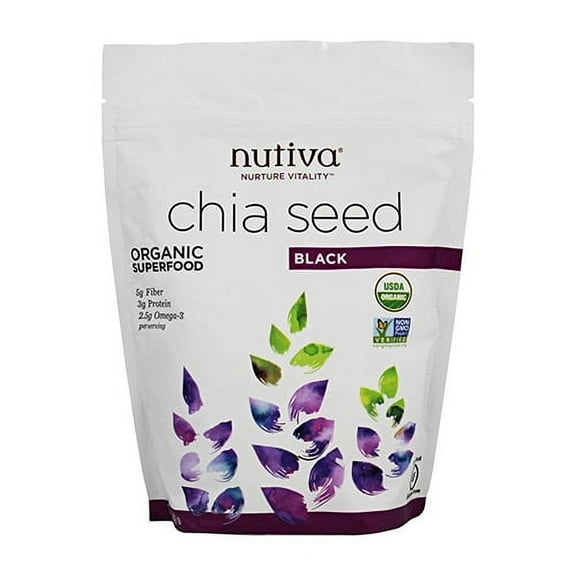 Nutiva Organic Superfood Chia Seed Black, Gluten-Free, 12 Oz, 3 Pack