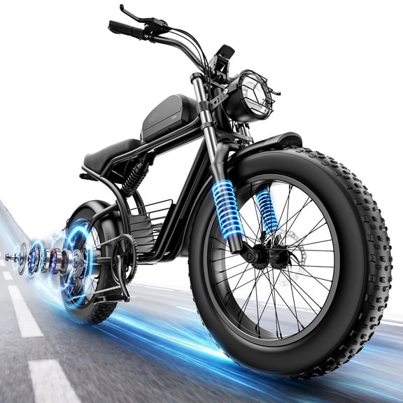 RAWBOLT 750W Motor Electric Bike for Adults, 48V 23AH Battery, 20"x4" Fat Tire E Mountain Bike, UL 2849