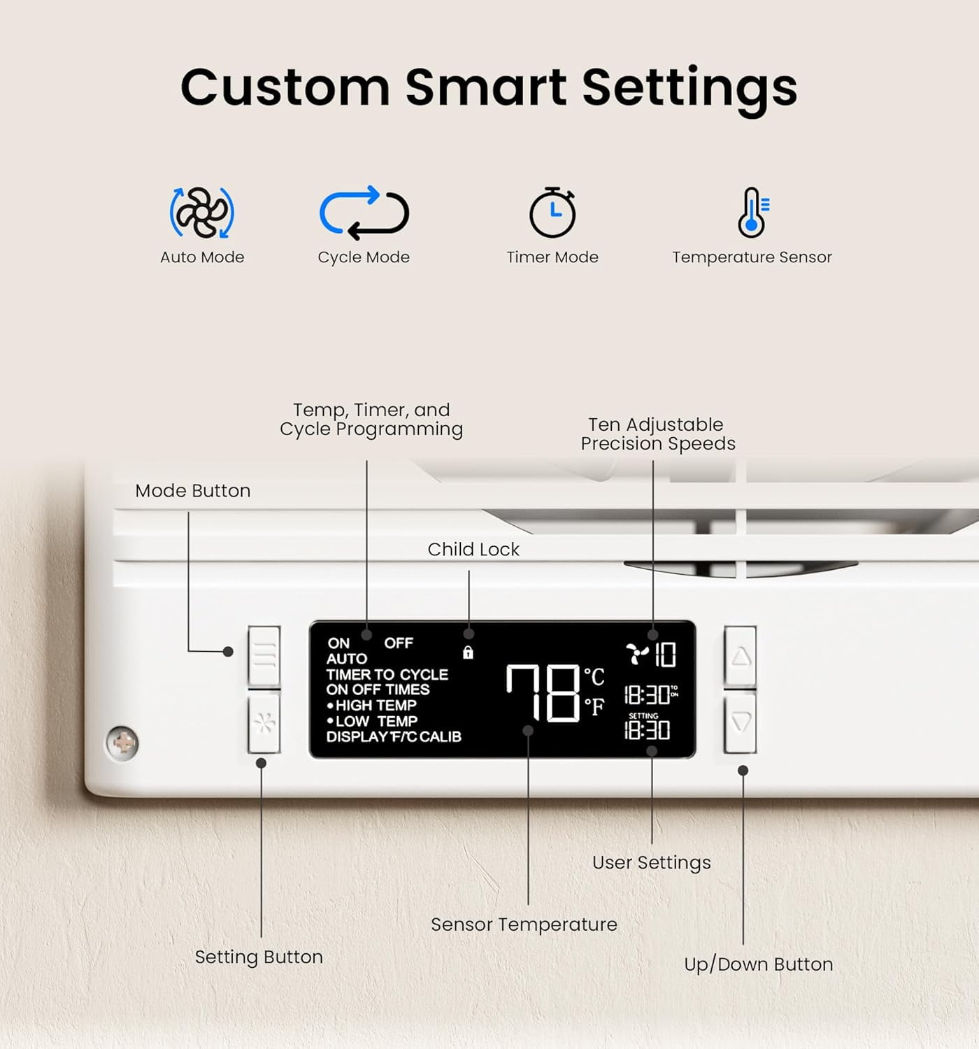 KOVIET 8 inch Room to Room Ventilation Fan with Remote, Quiet Reversible Through the Wall Air Transfer Fan, 10-Speed Smart Exhaust Vent, Temperature Control, ETL Certified for Bedroom, Kitchen, Laund