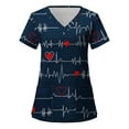 thumbnail image 3 of Frostluinai Savings Clearance Women's Working Uniform Nursing Uniform Scrubs Top Womens Top With Two Pockets Floral Patchwork Printed Short Sleeve V-neck Blouse, 3 of 4