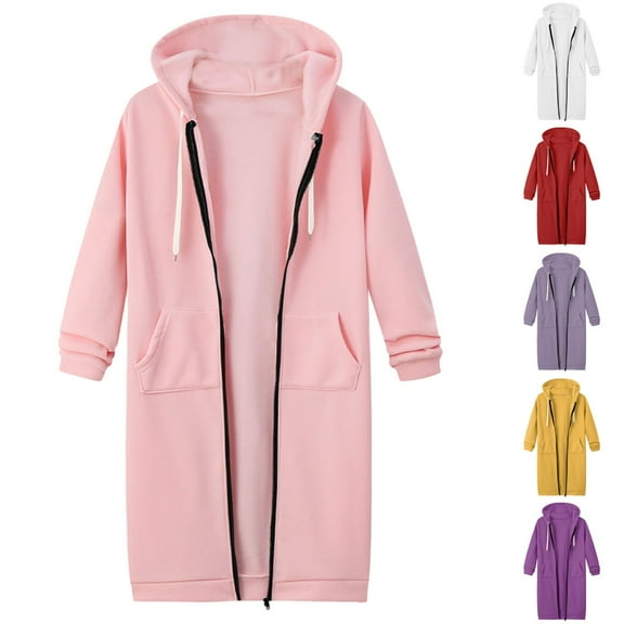 GEWSEY Hoodies for Women Fashion Sweatshirts Comfortable Full Zip Up Hoodie Womens Long Fleece Sweatshirt with Pockets (Light Purple, L)