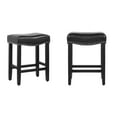 thumbnail image 3 of Costaelm Bulmon 24" Upholstered Counter Stools with Nail Head Trim (Set of 2), Black/Leather, 3 of 8