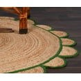 thumbnail image 2 of Natural Farmhouse Jute Round Rug with Green Border Design, Scalloped Round Rug Size 2 x 2 Feet, 2 of 4