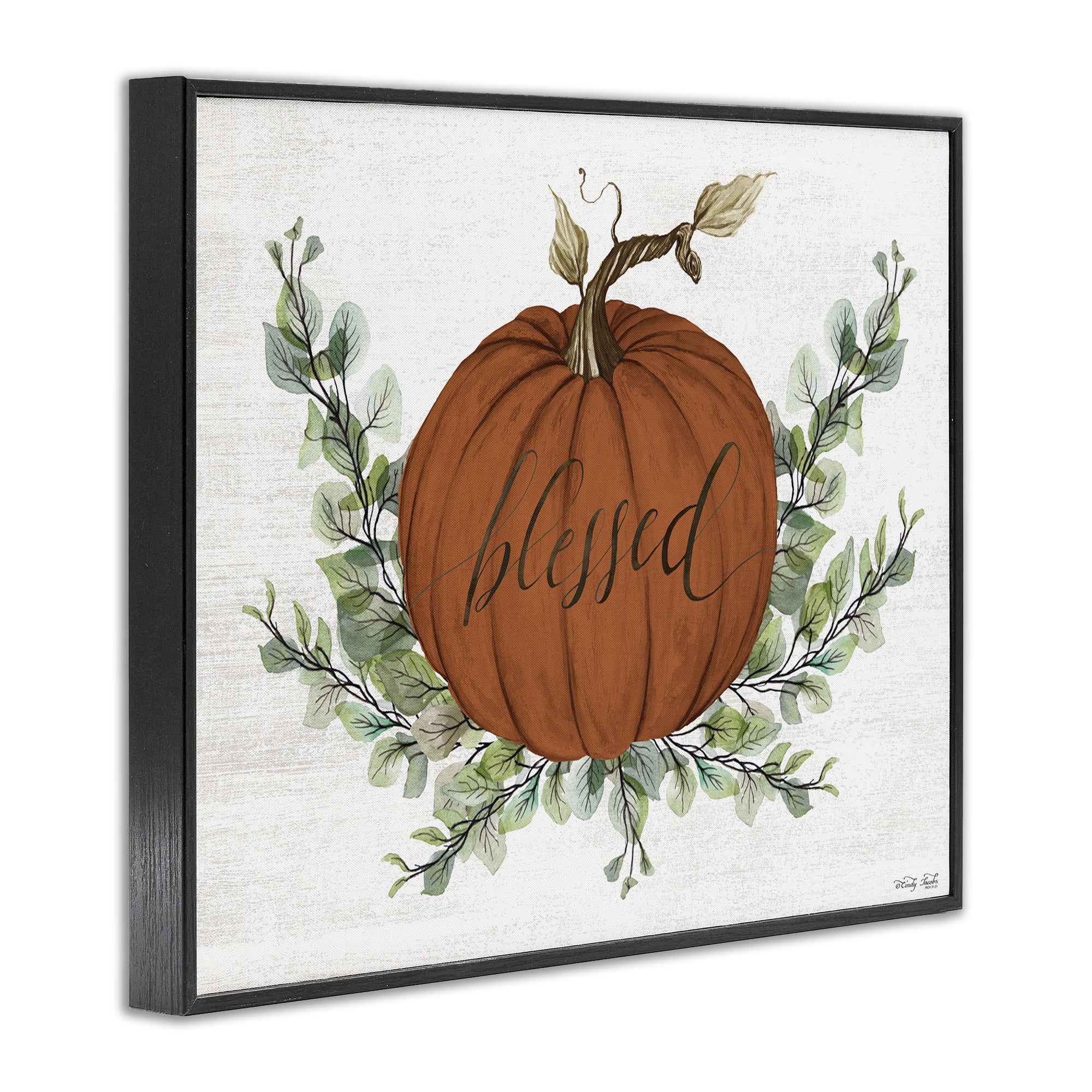 Stupell Industries Orange Blessed Pumpkin Food & Beverage Painting Black Framed Art Print Wall Art, 30 x 24