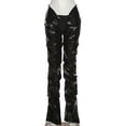 thumbnail image 1 of Pantalones casuales rectos de cintura baja sexys de cuero sintético plisado de moda para mujer de estilo europeo y americano de otoño, 1 of 6