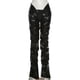 thumbnail image 1 of Pantalones casuales rectos de cintura baja sexys de cuero sintético plisado de moda para mujer de estilo europeo y americano de otoño, 1 of 6