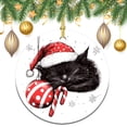 thumbnail image 3 of Christmas Ceramic Ornament Winter Christmas Bell Black Cat Double-Sided Printed 3" Ceramic Christmas Ornament Santa Black Cat Xmas Trees Decorations Keepsake Gifts Gifts for Women Men On Christmas, 3 of 8