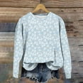 thumbnail image 2 of WTOBBY Women's Retro Floral Print Crewneck Sweatshirt Long Sleeve Loose Fit Fleece Pullover Top Fall Casual Fashion for Streetwear and Daily Use,Blue L, 2 of 4