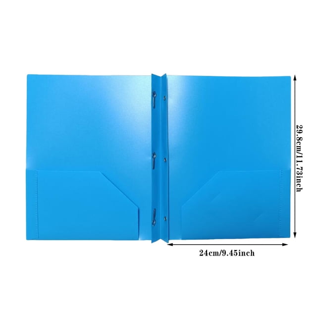 JJKBVCLO Colored Plastic Folder With Pockets And Prongs Colorful Folders With & School Folders With Fasteners(Blue)