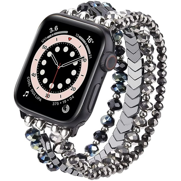 MOFREE Beaded Bracelet Compatible for Apple Watch Band 45mm 44mm 42mm Series 7 SE 6 5 4 3 2 1 Women Fashion Handmade Elastic Stretch Strap for iWatch