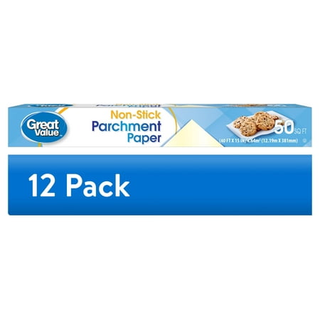 (12 pack) Great Value Non-Stick Parchment Paper 50 Sq ft