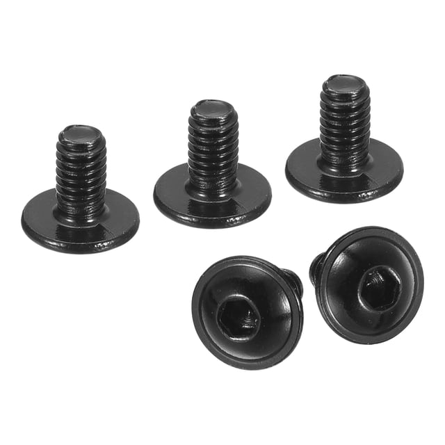 Uxcell Flanged Button Head Socket Cap Screws,50 Pcs M4x5mm - 304 Stainless Steel Socket Drive Fasteners Bolts, Fully Thread Machine Screws (Black)