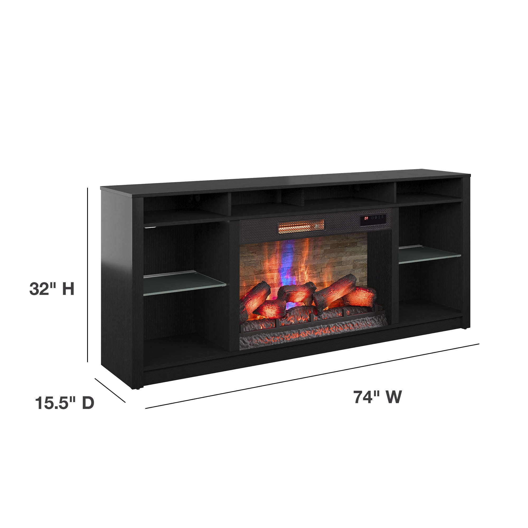 Twin Star Home Modern Contemporary TV Stand for TVs up to 80″ with 33″ Electric Fireplace and Interior Lights, Black Sansujyuku sansujyuku.com