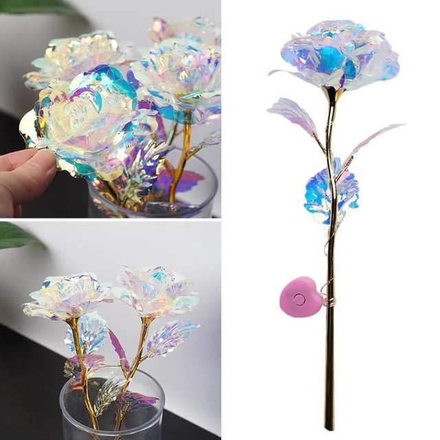 24K Galaxy Rose con/sin luz Regalo para San Valentín Aniversario Cumpleaños Boda Adepaton LL-1531