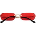 thumbnail image 2 of FEISEDY Retro Small Narrow Rimless Sunglasses Clear Eyewear Vintage Rectangle Sunglasses for Women Men B2643, 2 of 12