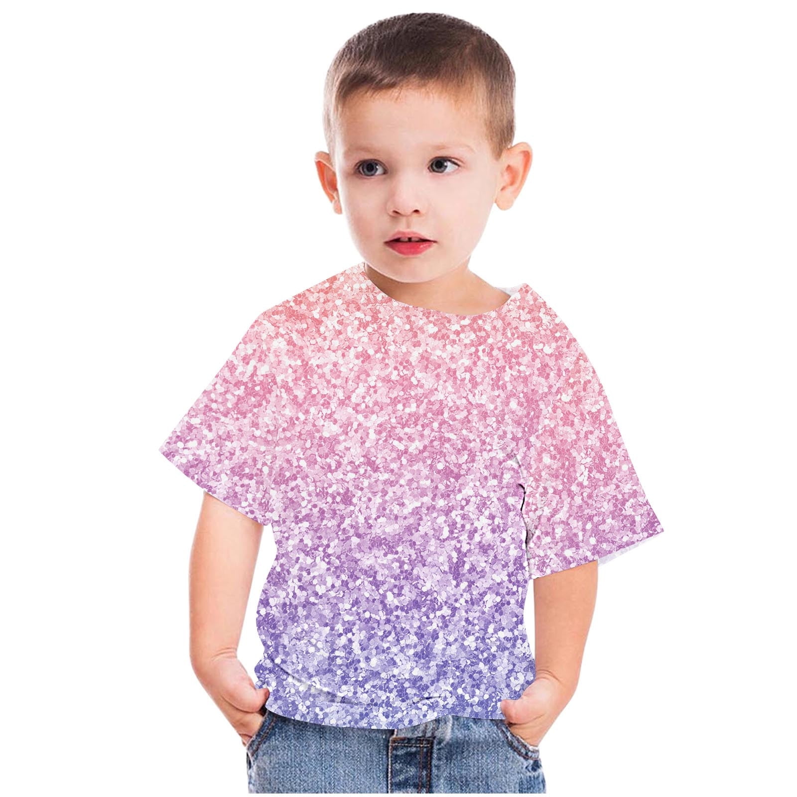 Meichang T Shirts for Girls Size 8 Toddler Girls T Shirts T Shirt for Kids Cute Gradient Print Short Sleeves Tops Size 110 to 170 Mom Love T Shirt