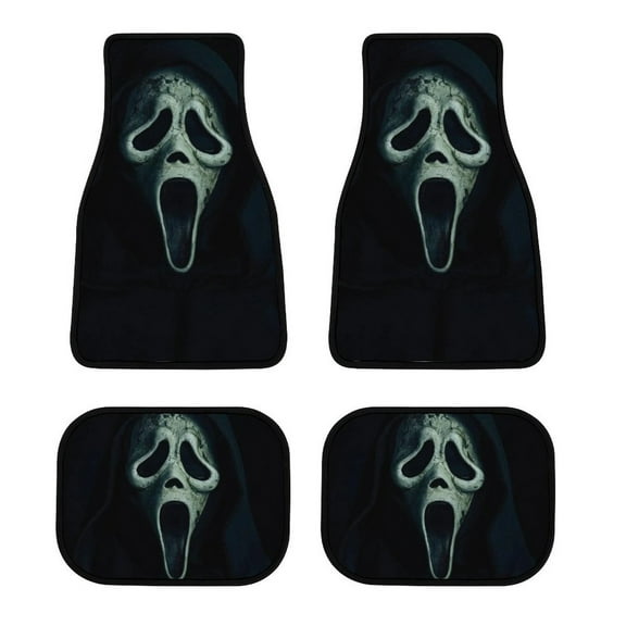 Scream Ghostface Car Floor Mats 4PC Set Anti Skid Vehicle Floor Mat Car Carpet for Front Rear Seats Universal Auto Interior Accessories
