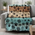 thumbnail image 2 of Aqua Brown Blanket Soft Cozy Warm Throw Blanket for Couch, Plush Fuzzy Flannel Fleece Blankets for Sofa, Rustic Farmhouse Dog Paw Vintage Bed Blankets Lightweight Gifts for Women, 50"x60", 2 of 9