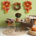 thumbnail image 4 of RECUTMS Hanging Plant Artificial Fall Leaves Garland with Berry Fake Autumn Wall Hanging Leaf Vines for Home Halloween Party Door Frame Fireplace Decoration (Orange), 4 of 9