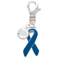 thumbnail image 2 of Delight Jewelry Silvertone Blue Ribbon - Silvertone Clip on Charm with Clear Crystal Drop, 2 of 4