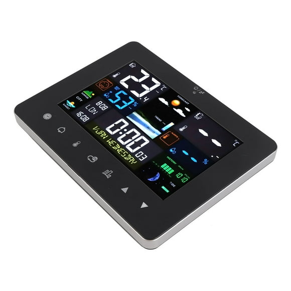 Weather Forecast Station, Calendar Time Date Week Sunrise Sunset Time Touch Screen Digital Weather Forecast Station for Indoor