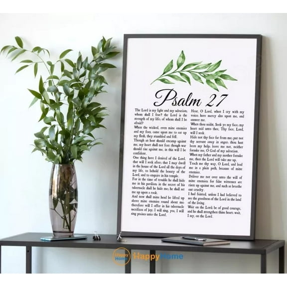 Kna Prints - Psalm 27 Bible Verse Wall Art The Lord Is My Light Scripture Christian Art - Kir 322, UNFRAMED-8x12