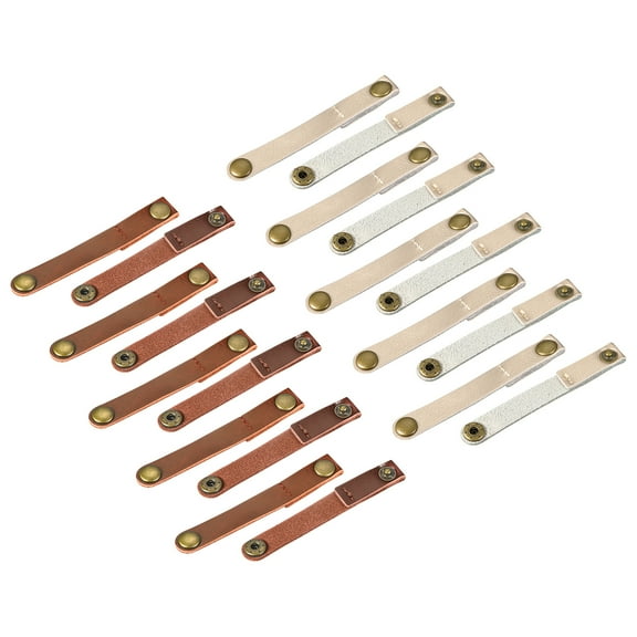 Leather Cable Straps Cable Ties, Cord Organizer, Portable Cable Management, Light Brown/Golden, Pack of 20