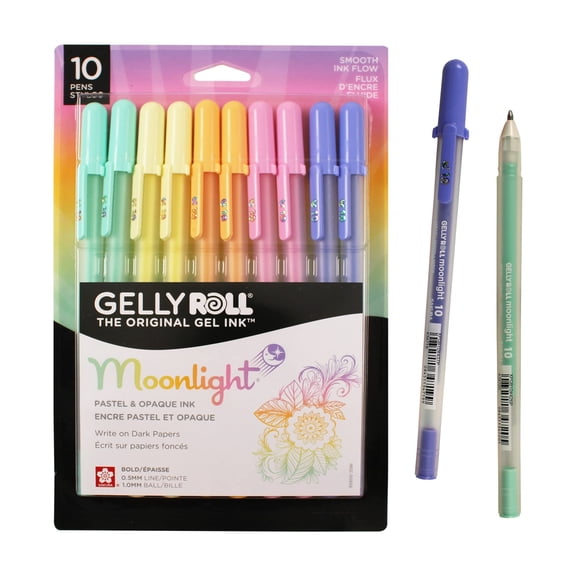 SAKURA Gelly Roll Moonlight 10 Pastel & Opaque Gel Pens - Bold Point Ink Pen for Journaling, Art, Calligraphy, or Drawing - Assorted Pastel Ink - Bold Line - 10 Pack
