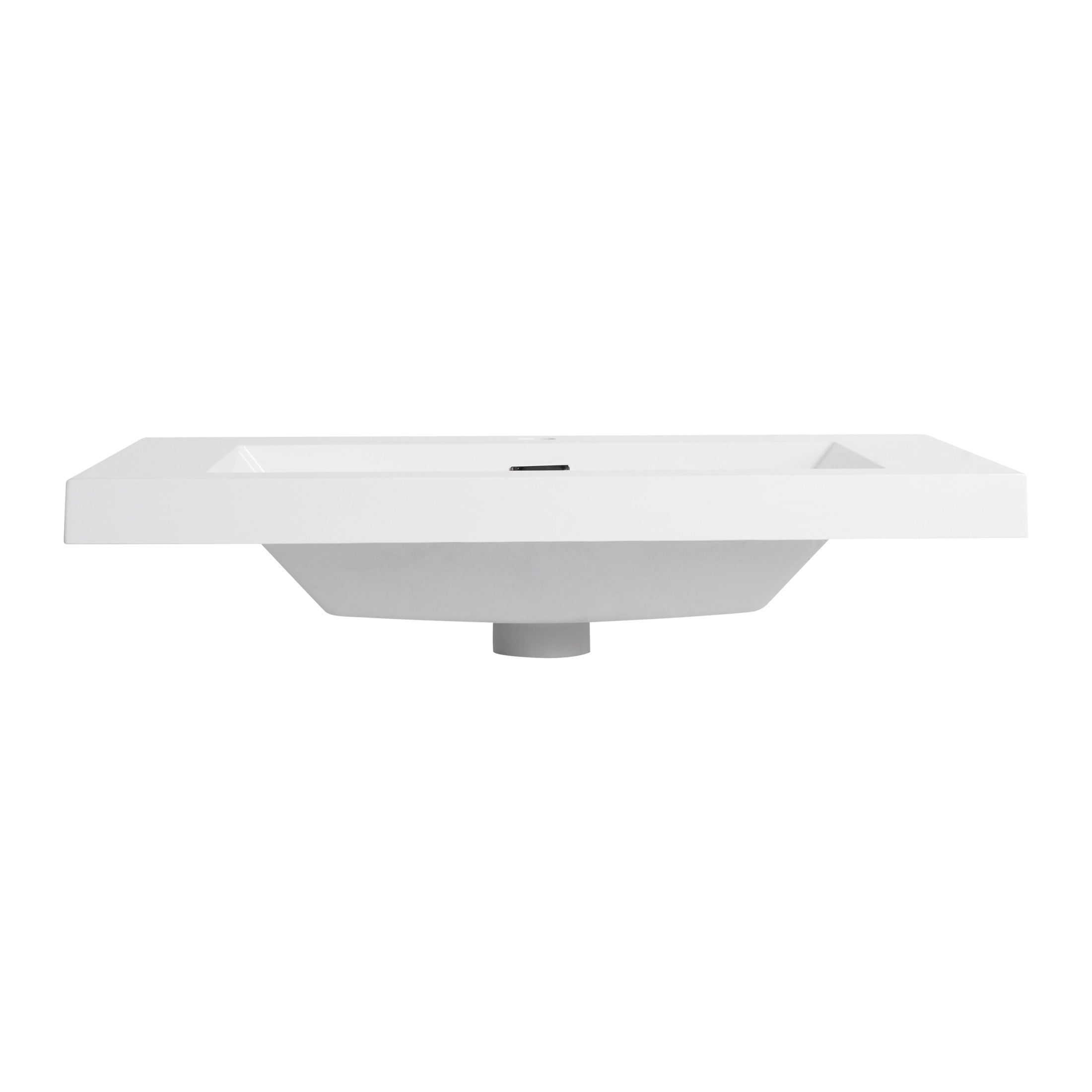 Noble House 30" Resin Bathroom Vanity Top Sink, Modern Integrated Basin, Easy-Clean, Scratch-Resistant, Glossy White