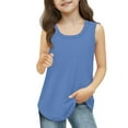thumbnail image 2 of Xudanell Girls Sleeveless Tops Round Neck Basic Tees Summer Cute Top Breathable Cotton Clothes Blue 4-5 Years, 2 of 5