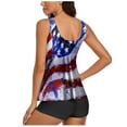 thumbnail image 4 of Bjutir 4Th Of July Swimsuits For Women Flag Star Graphic Print Patriotic Plus Size Ruched Swimwear Summer V Neck High Waisted Two Piece Swimsuits Beach Vacation Women Tankini Set Watermelon Red Xl, 4 of 5