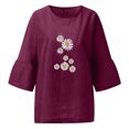thumbnail image 3 of Hauts d'Été pour Femmes 2023 Mode Femmes Été Imprimé Trois Quarts Manches Courtes Col Rond Régulier T-Shirt Bohème Grande Taille pour Femmes, 3 of 4