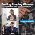thumbnail image 3 of 2 Pack Upgraded Durable Ultra Thin and Lightweight Folding Reading Glasses for Men Women, Blue Light Blocking Compact Computer Foldable Readers, Pocket Portable Sturdy Frame Black & Blue 2.0x, 3 of 9