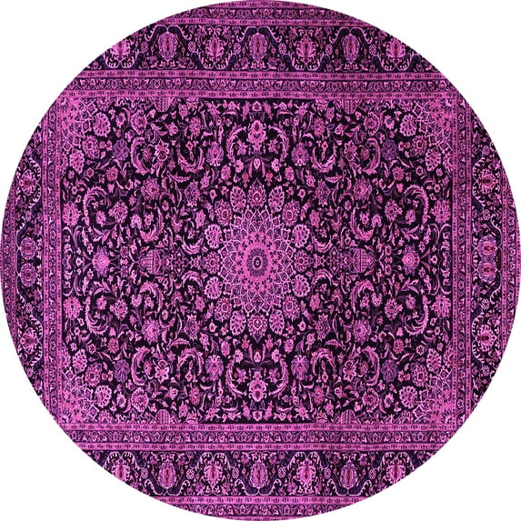 Ahgly Company Indoor Round Medallion Pink Traditional Area Rugs, 8' Round
